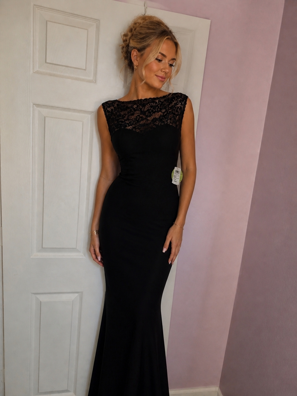 Windsor Black Lace Yoke Maxi Gown